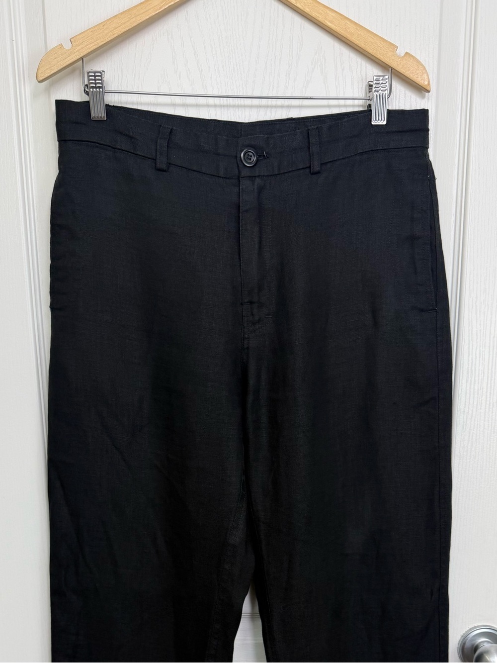 Vintage Linen Trouser Pants Women’s Size 32 Black 90s - Picture 4 of 8